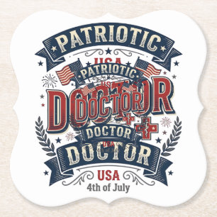 Patriotic Doctor 4th of July Vintage Shirt Design_ Paper Coaster