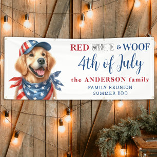 Patriotic Dog 4th Of July Red White & Woof Party Banner