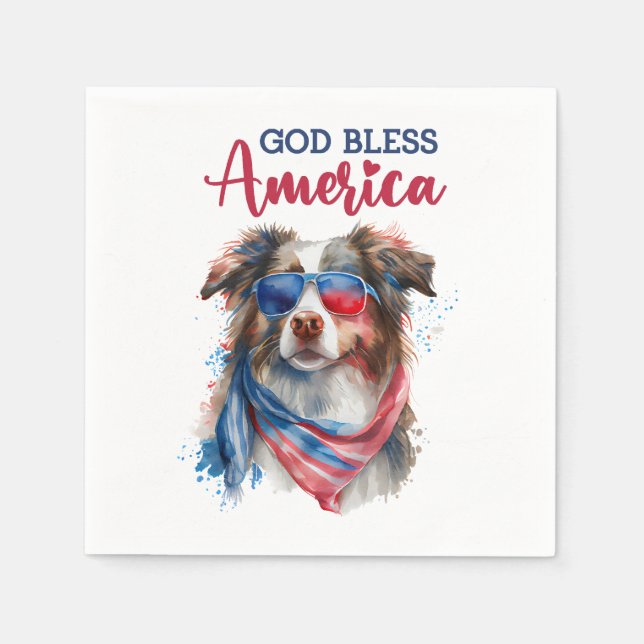 Patriotic Dog-Australian Shepherd Napkin (Front)