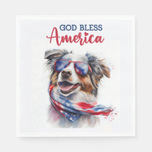 Patriotic Dog-Australian Shepherd Napkin