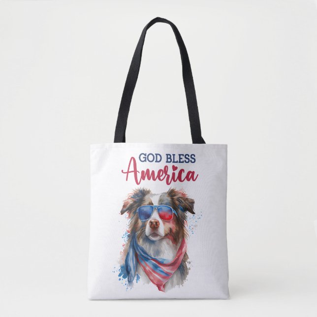 Patriotic Dog-Australian Shepherd Tote Bag (Front)