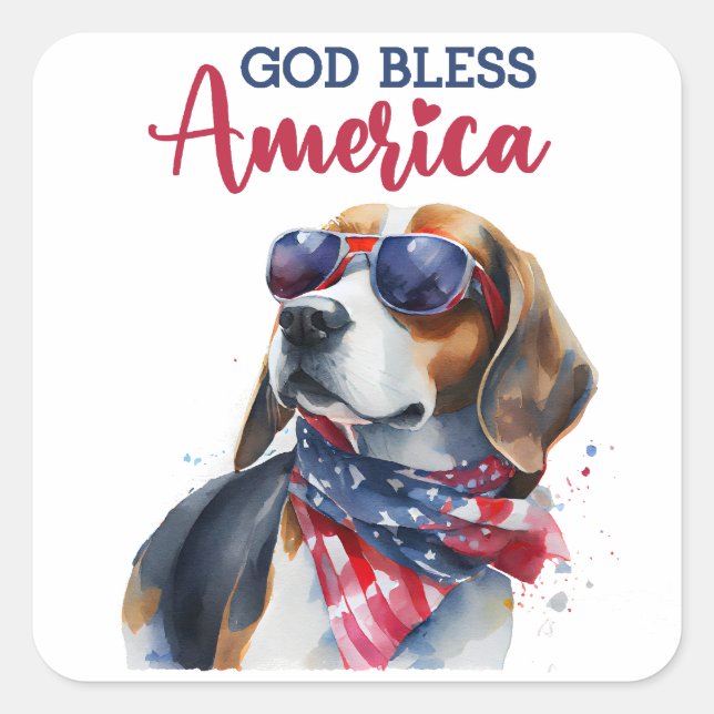 Patriotic Dog-Beagle Square Sticker (Front)