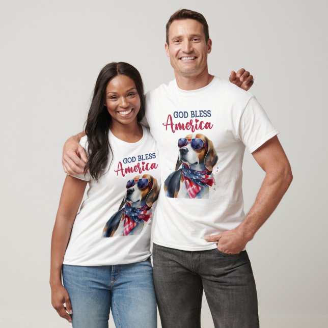 Patriotic Dog-Beagle T-Shirt (Unisex)