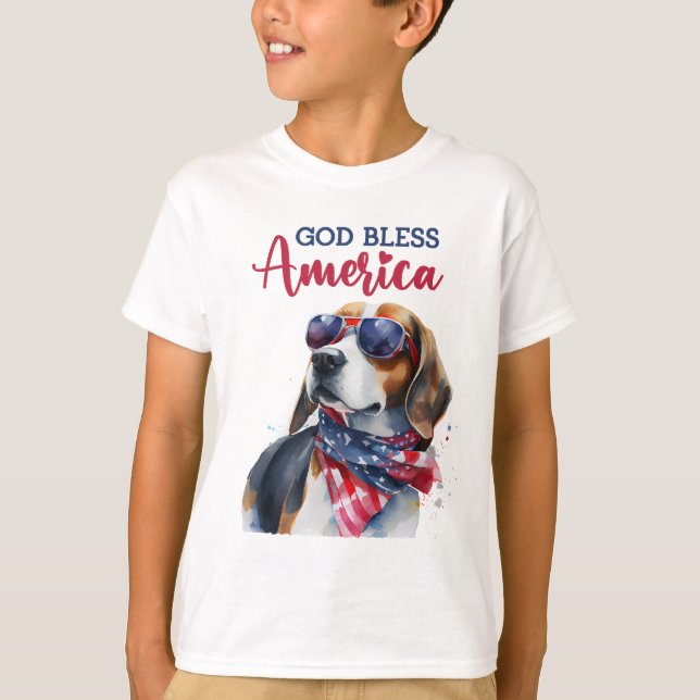 Patriotic Dog-Beagle T-Shirt (Front)