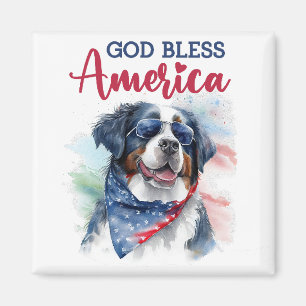 Patriotic Dog- Bernese  Magnet
