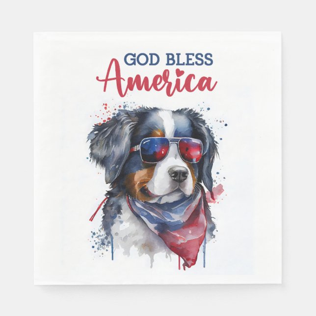 Patriotic Dog-Bernese Napkin (Front)
