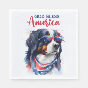 Patriotic Dog-Bernese Napkin