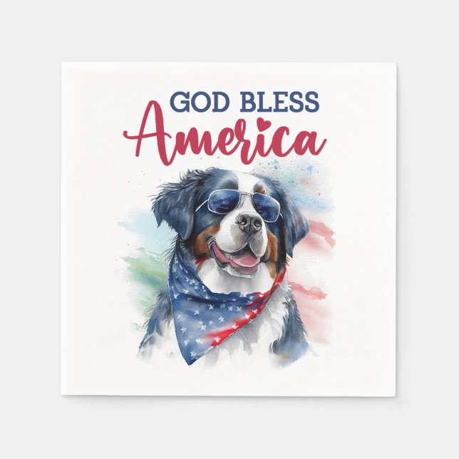 Patriotic Dog-Bernese Napkin (Front)