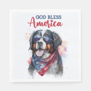 Patriotic Dog-Bernese Napkin