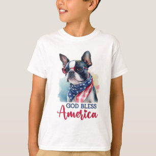Patriotic Dog-Boston Terrier T-Shirt
