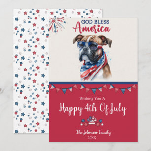 Patriotic Dog- Boxer 4th Of July Card