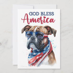Patriotic Dog- Boxer 4th Of July Card