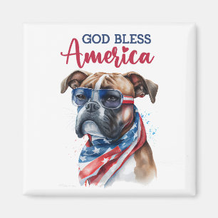 Patriotic Dog-Boxer Magnet