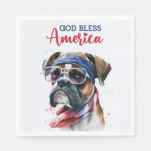 Patriotic Dog-Boxer Napkin