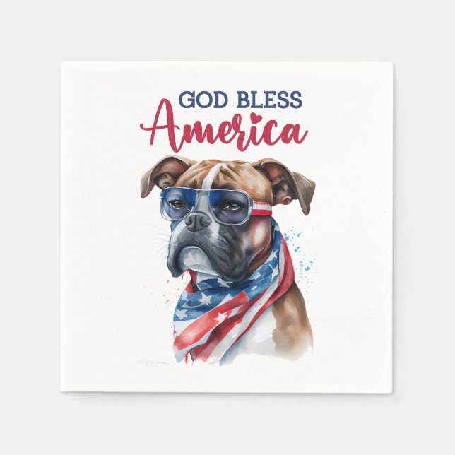 Patriotic Dog-Boxer Napkin (Front)