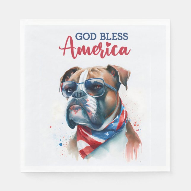 Patriotic Dog-Boxer Napkin (Front)