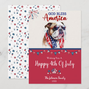 Patriotic Dog- Bulldog 4th of July Card