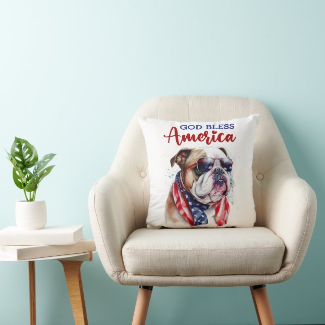 Patriotic Dog-Bulldog Cushion (Chair)