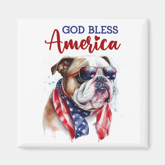 Patriotic Dog-Bulldog Magnet (Front)