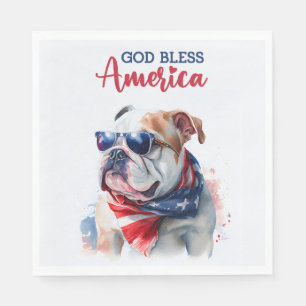 Patriotic Dog-Bulldog Napkin