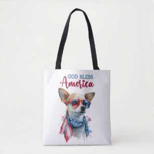 Patriotic Dog-Chihuahua Tote Bag