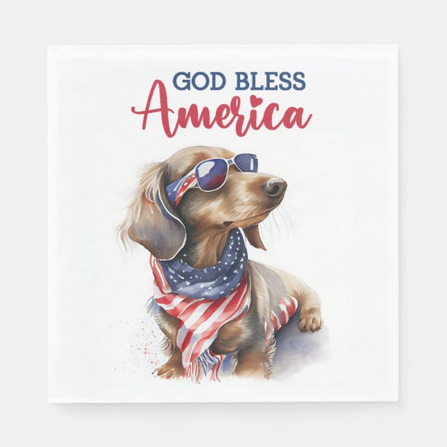 Patriotic Dog-Dachshund Napkin (Front)