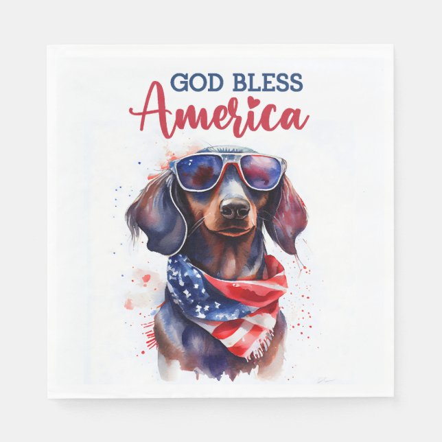 Patriotic Dog-Dachshund Napkin (Front)