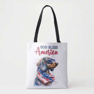Patriotic Dog-Dachshund Tote Bag