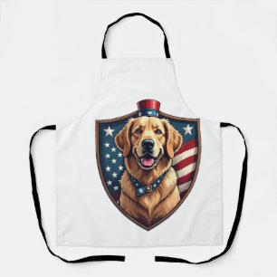 Patriotic Dog Dad Golden Retriever Engraving Shirt Apron