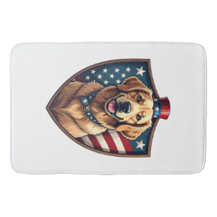 Patriotic Dog Dad Golden Retriever Engraving Shirt Bath Mat