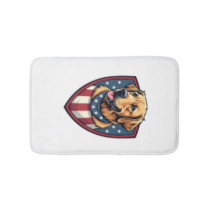 Patriotic Dog Dad Golden Retriever Engraving Shirt Bath Mat