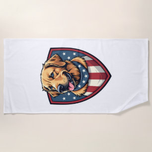 Patriotic Dog Dad Golden Retriever Engraving Shirt Beach Towel