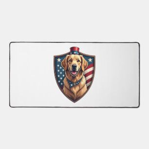 Patriotic Dog Dad Golden Retriever Engraving Shirt Desk Mat