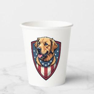 Patriotic Dog Dad Golden Retriever Engraving Shirt Paper Cups