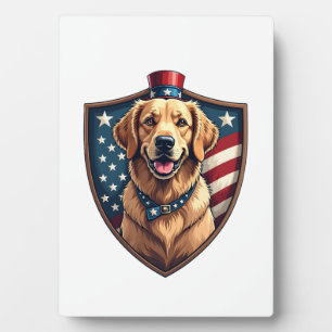 Patriotic Dog Dad Golden Retriever Engraving Shirt Plaque