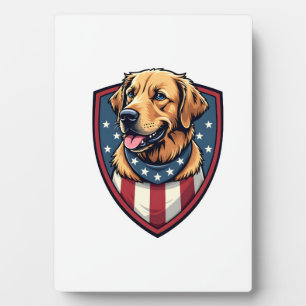 Patriotic Dog Dad Golden Retriever Engraving Shirt Plaque