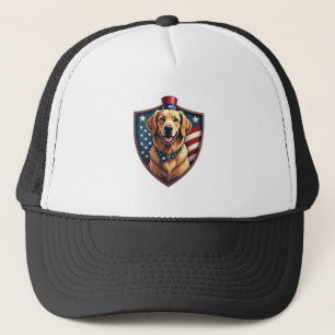Patriotic Dog Dad Golden Retriever Engraving Shirt Trucker Hat