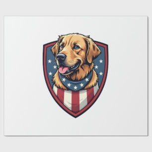 Patriotic Dog Dad Golden Retriever Engraving Shirt Wrapping Paper