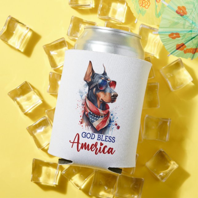 Patriotic Dog- Doberman Can Cooler (In Situ Summer)