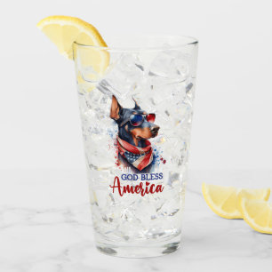 Patriotic Dog- Doberman Glass