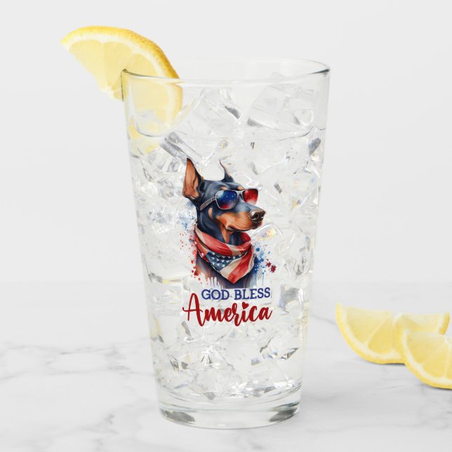 Patriotic Dog- Doberman Glass (Front Ice)
