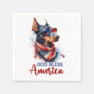 Patriotic Dog- Doberman Napkin