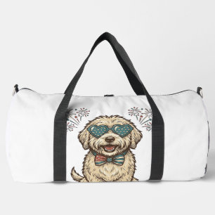 Patriotic Dog Fireworks Vintage Shirt Design (2)_1 Duffle Bag