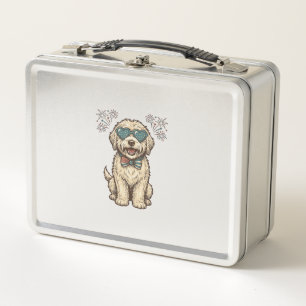 Patriotic Dog Fireworks Vintage Shirt Design (2)_1 Metal Lunch Box