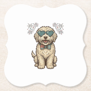 Patriotic Dog Fireworks Vintage Shirt Design (2)_1 Paper Coaster