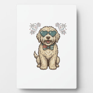 Patriotic Dog Fireworks Vintage Shirt Design (2)_1 Plaque