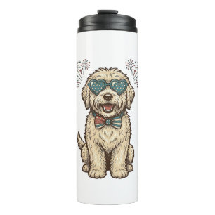 Patriotic Dog Fireworks Vintage Shirt Design (2)_1 Thermal Tumbler