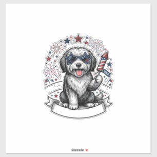 Patriotic Dog Fireworks Vintage Vector Shirt_1