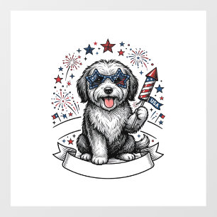 Patriotic Dog Fireworks Vintage Vector Shirt_1