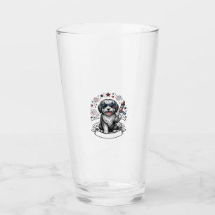 Patriotic Dog Fireworks Vintage Vector Shirt_1 Glass